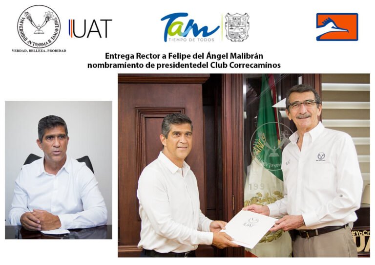Entrega Rector a Felipe del Ángel Malibrán nombramiento de presidente del Club Correcaminos