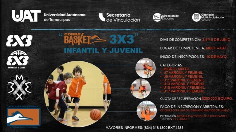 Invita UAT al torneo infantil y juvenil Corre Basket 3×3
