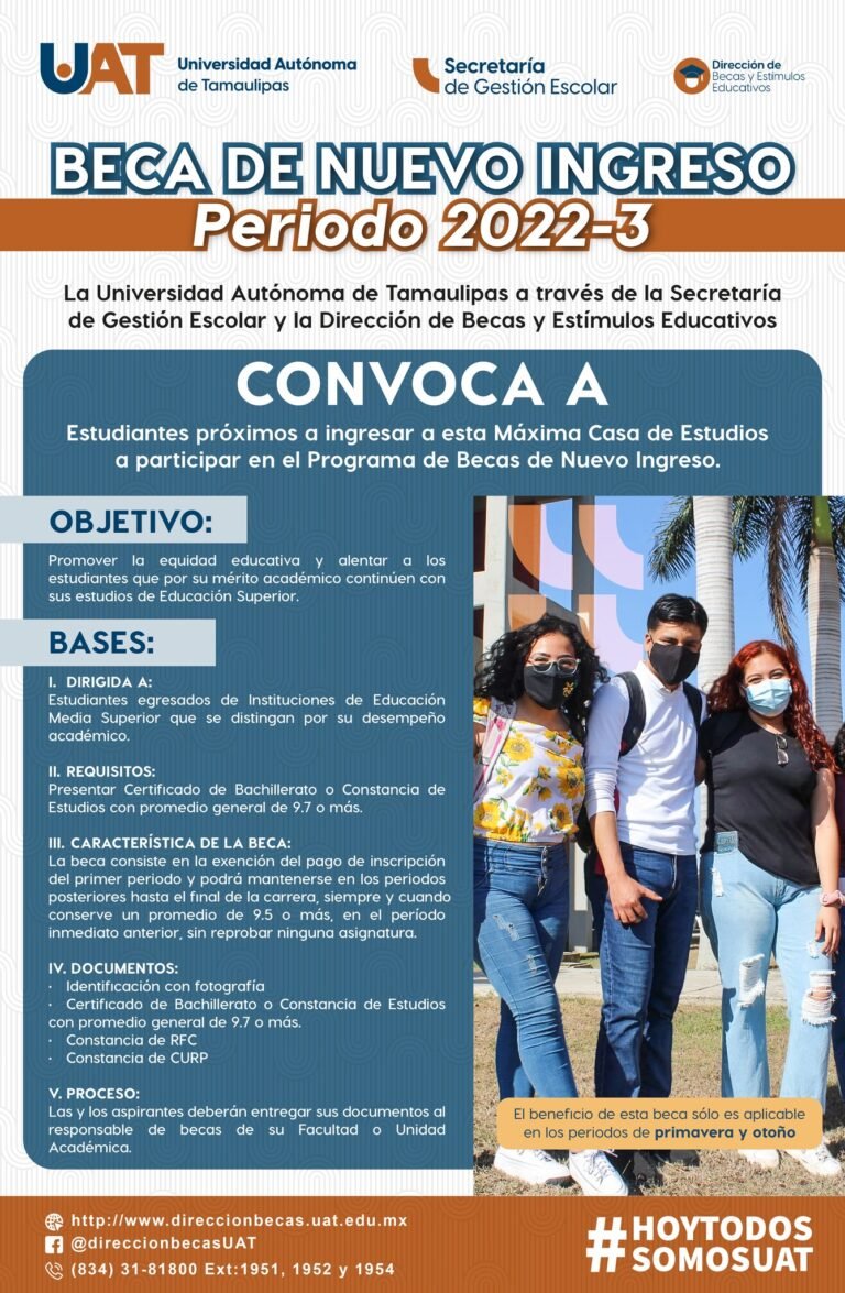 Abre la UAT convocatoria de becas para estudiantes de nuevo ingreso