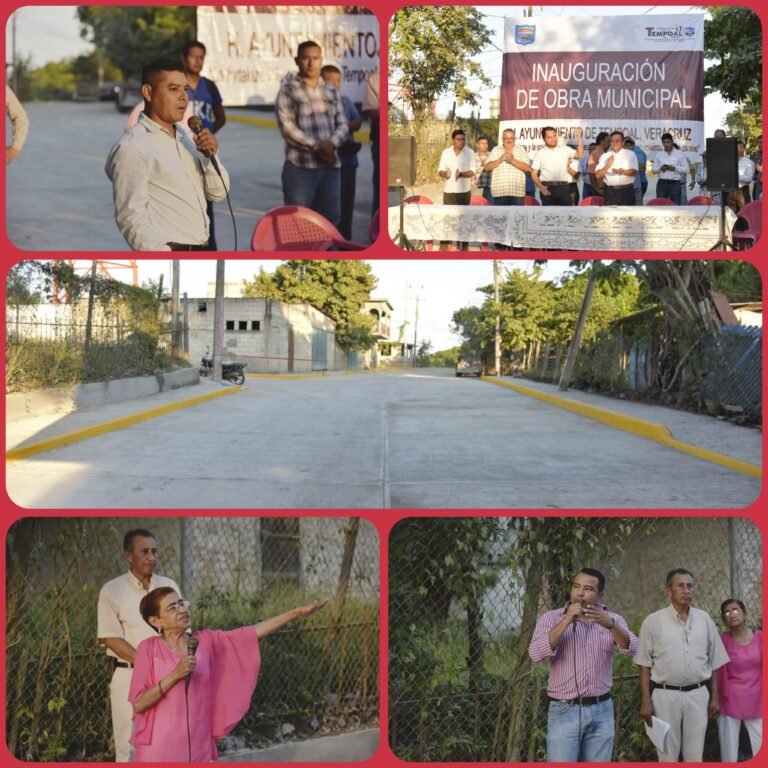 ENTREGO NESTOR RIVERA PEREZ OBRA DE PAVIMENTACION EN TEMPOAL