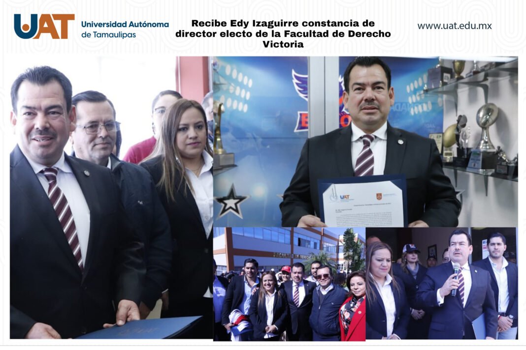Recibe Edy Izaguirre constancia de director electo de la Facultad de Derecho Victoria