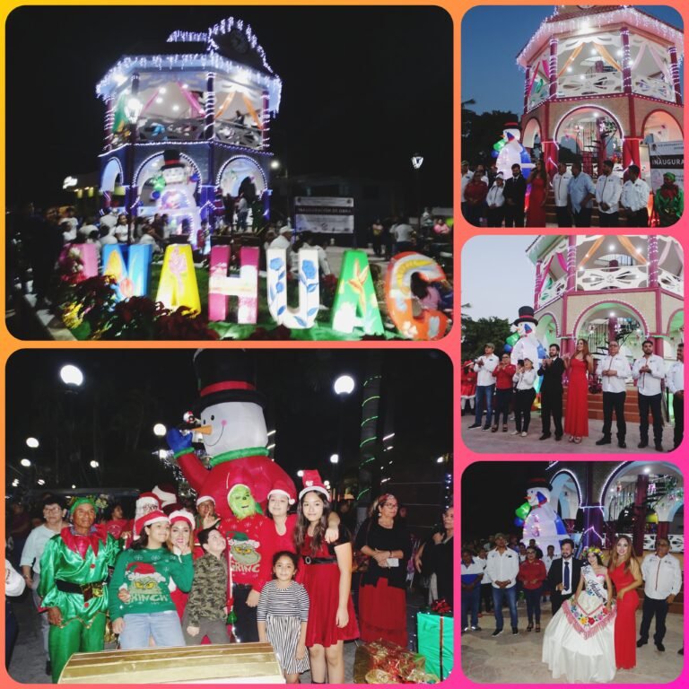 INAUGURAN PLAZA Y ENCIENDEN PINO DE NAVIDAD EN PUEBLO VIEJO&nbsp;