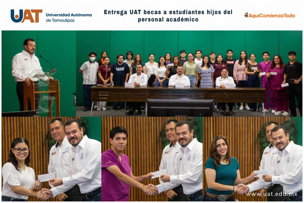 <strong>Entrega el rector becas a estudiantes hijos de docentes de la UAT</strong>