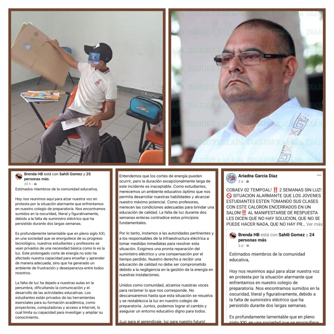 Quince días sin luz eléctrica Colegio de Bachilleres de Tempoal