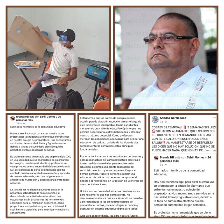 Quince días sin luz eléctrica Colegio de Bachilleres de Tempoal