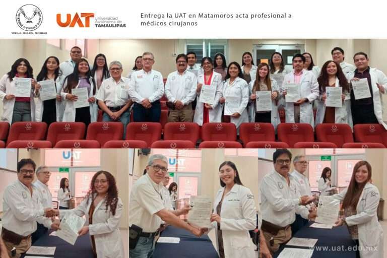 Entrega la UAT en Matamoros acta profesional a médicos cirujanos