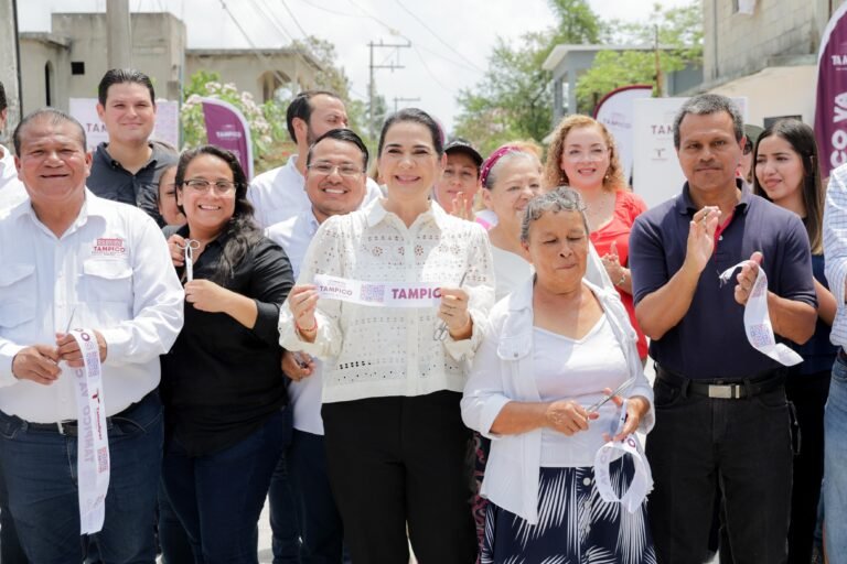 Cumple Mónica Villarreal a colonos de Tierra Alta con pavimentación tras décadas de abandono