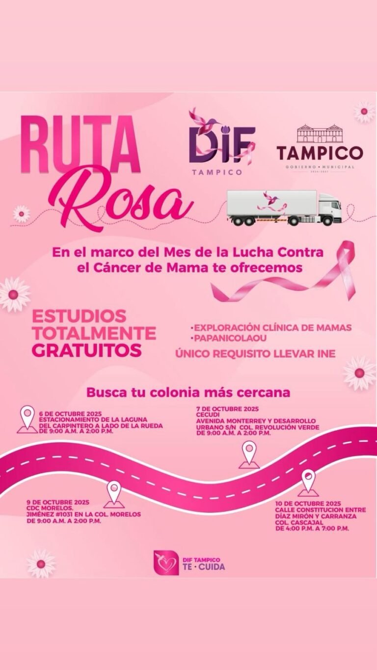 Emprende DIF Tampico Campaña ‘Ruta Rosa’ en Favor de la Salud Integral de la Mujer