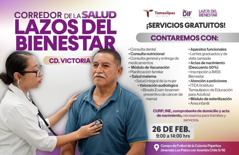 DIF Tamaulipas invita a las familias de Victoria a participar en los Corredores de la Salud “Lazos del Bienestar”