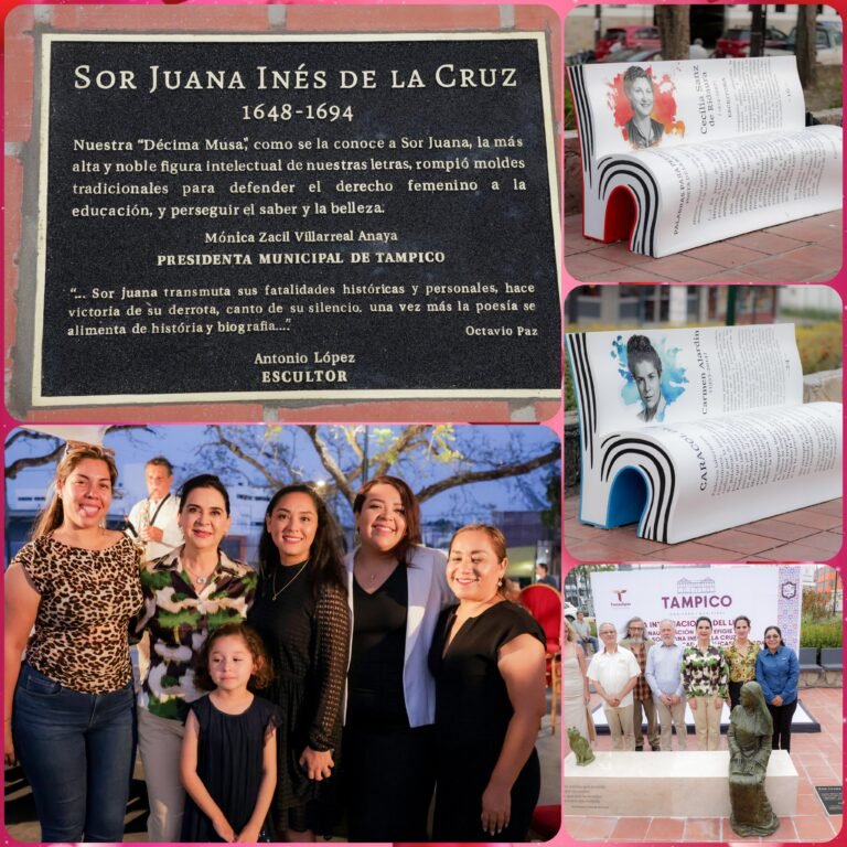 Devela Mónica Villarreal escultura de Sor Juana Inés de la Cruz e inaugura Espacio de Creadoras  Tampiqueñas