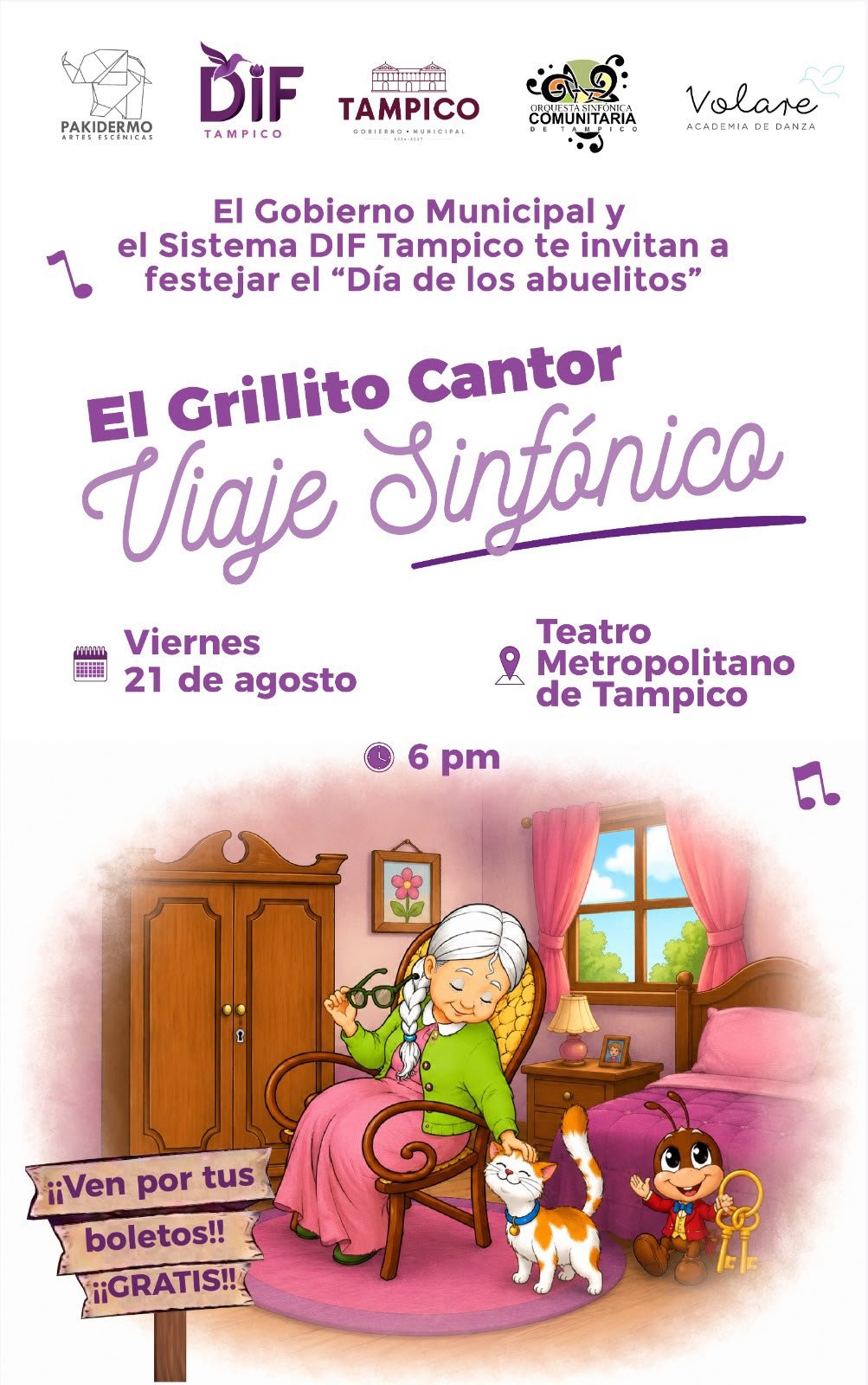 Anuncia DIF Tampico Cuarto Concierto Sinfónico de CRI-CRI para Celebrar a los Abuelitos