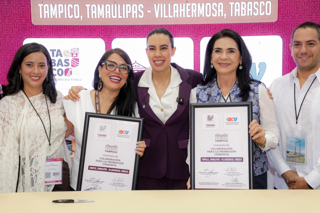 Mónica Villarreal firma convenio Tampico-Villahermosa y promueve el turismo de convenciones en el IBTM