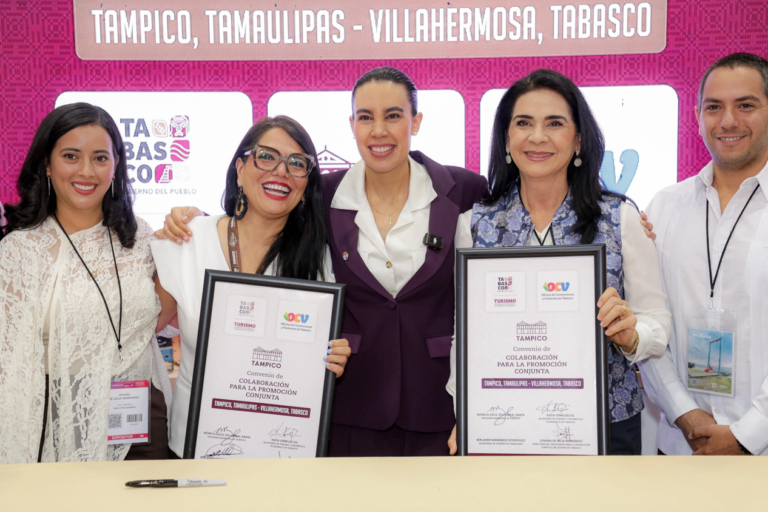 Mónica Villarreal firma convenio Tampico-Villahermosa y promueve el turismo de convenciones en el IBTM