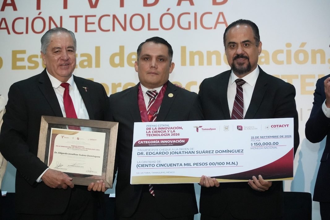 Entregan a investigador de la UAT el Premio Estatal de la Innovación 2026