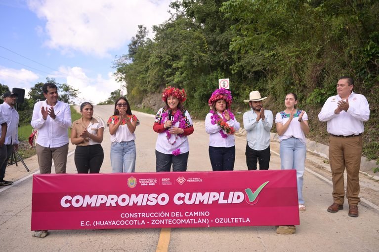 Cumple Rocío Nahle con la Huasteca; inaugura tramo en Huayacocotla – Zontecomatlán