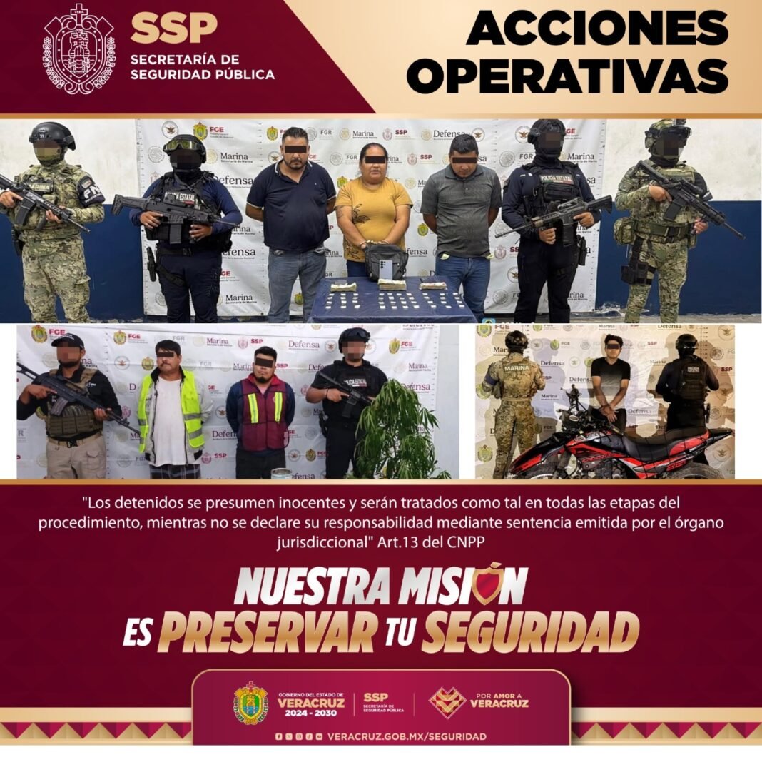 Operativo deja 35 detenidos, drogas, armas y 67 mil litros de hidrocarburo asegurados en Veracruz