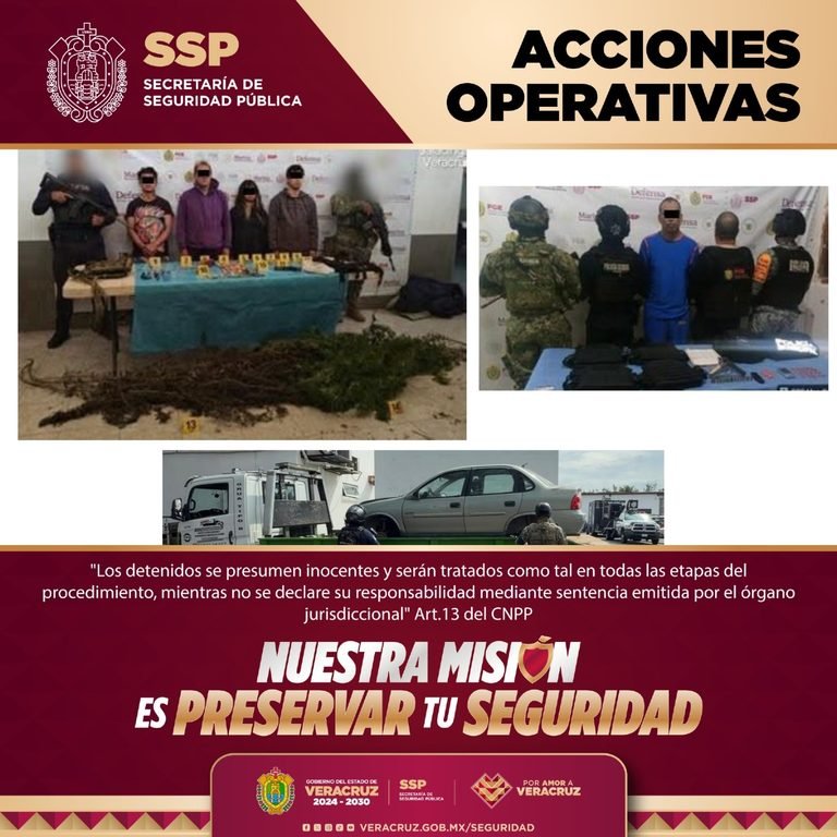 Caen 56 personas en operativos de seguridad en Veracruz; 11 serían integrantes de células delictivas