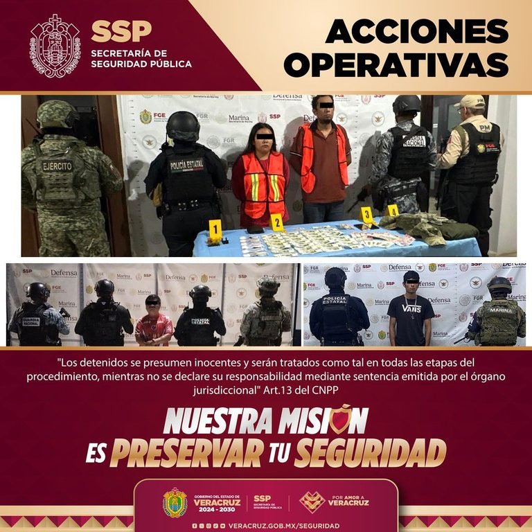 GOLPEAN A LA DELINCUENCIA: 34 DETENIDOS EN OPERATIVOS EN VERACRUZ